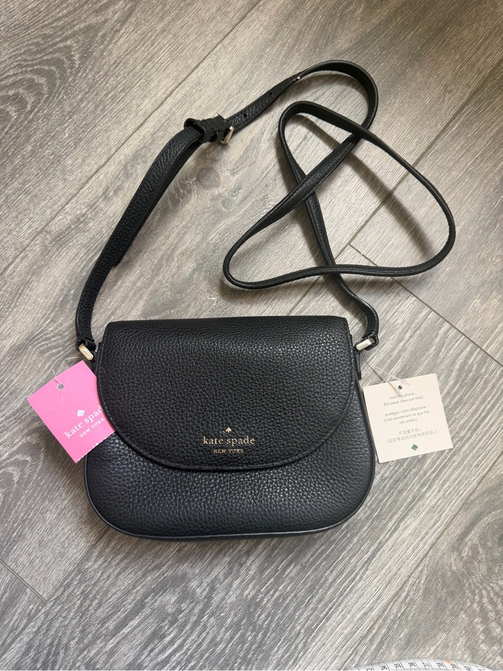 kate spade Black Pebbled Leather Saddle Crossbody Bag